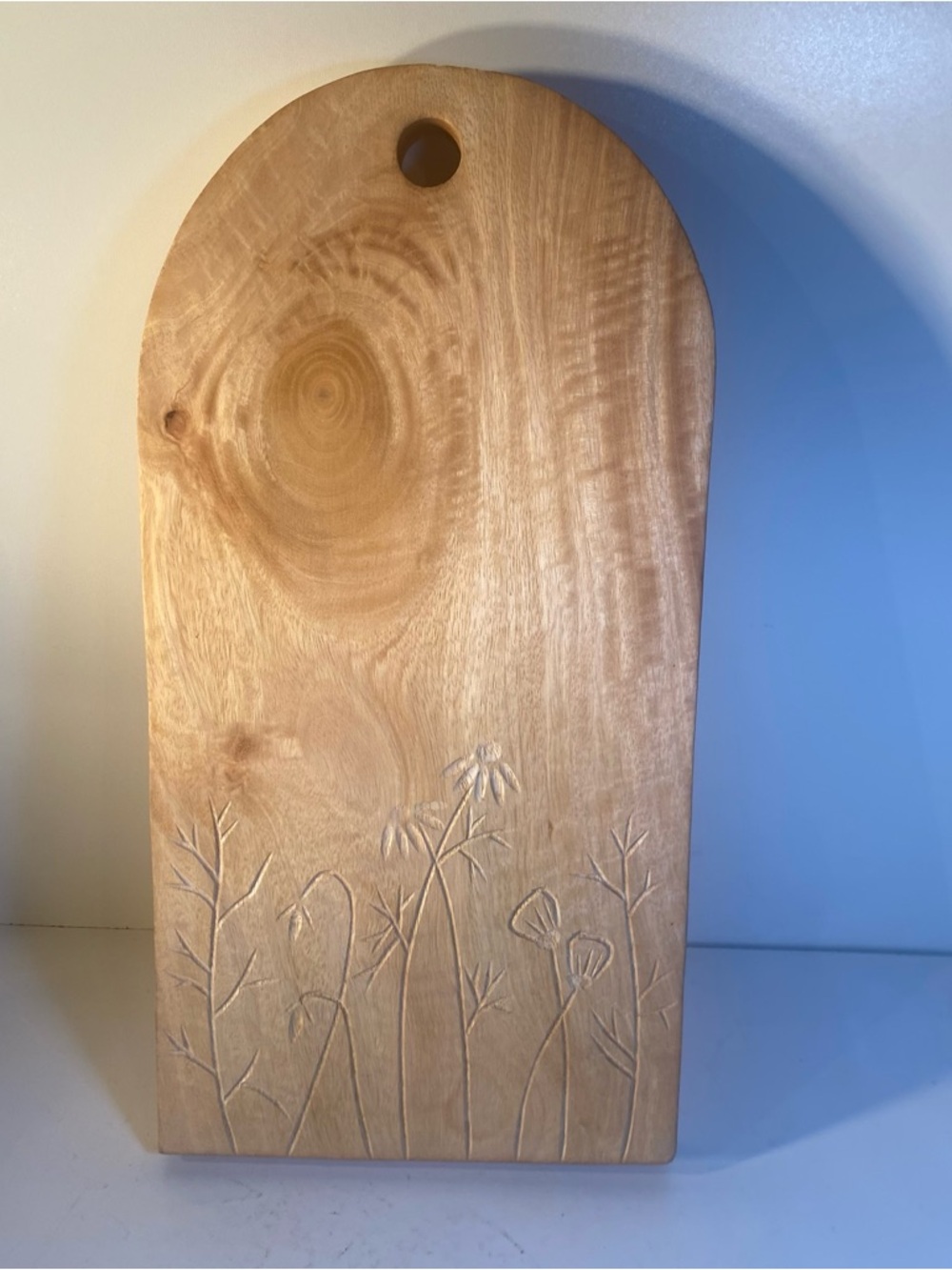 Rustic Wooden Floral Engraved Charcuterie/Cutting Board 8”x16”